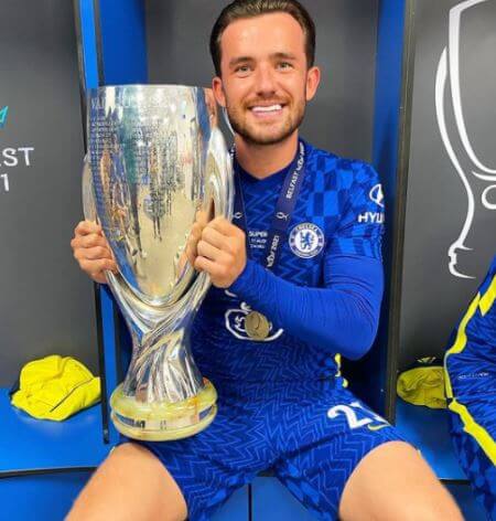 Ben Chilwell with the victory cup.